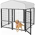 SINO LUBAN Outdoor Dog Kennel Outside with Small Door- 4x4x4.5 Large Dog Kennels with Roof for Small Dogs Breed -Run Cage Enclosure Pens Outside Yard (Can Connect Your Dog House)