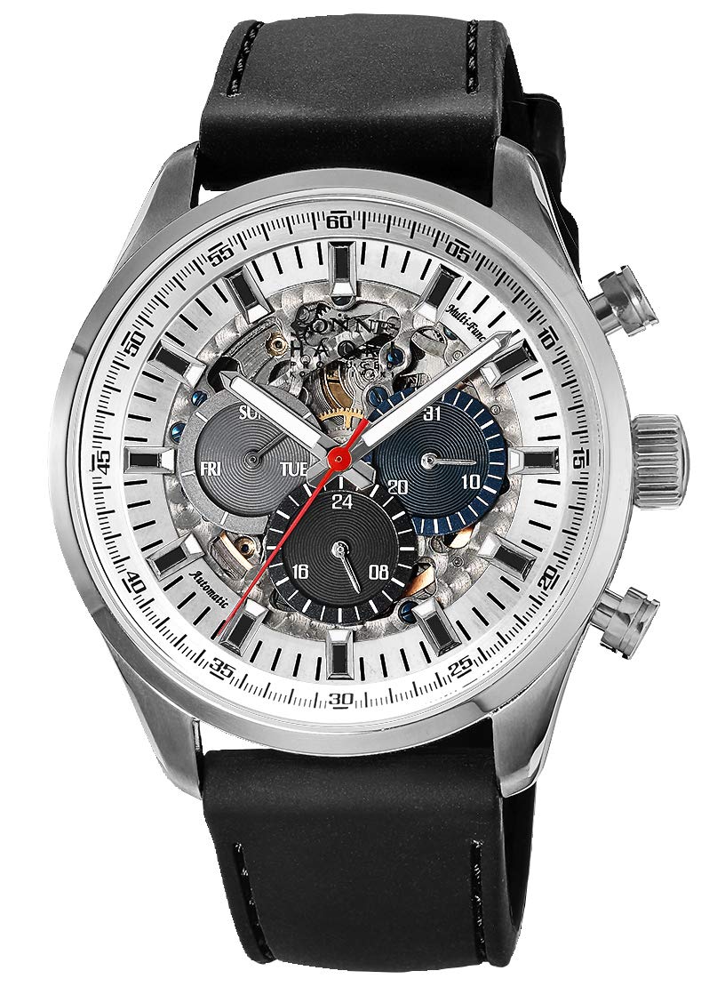 SONNE(ゾンネ) H022 Men's Watch, Stainless Steel, Automatic Winding, Water Resistant to 5 ATM, 1.7 inches (43 mm), silver/black, 1 piece, Watch Silver Dial