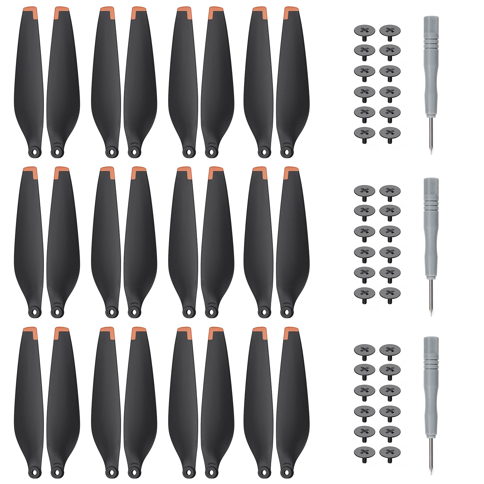 TiMOVO 24Pcs Mini 3 Pro Propellers Compatible with DJI Mini 3 Pro, Mini 4 Pro, Low Noise Quick-Release Spare Parts Blades Props Accessory Replacement with Screws Accessories, Black-Orange Tip