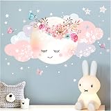 Little Deco Wandtattoo „Mond & Wolken“ Fürs Kinderzimmer – 77x38 Cm, Selbstklebend, Geruchlos, Made In Germany