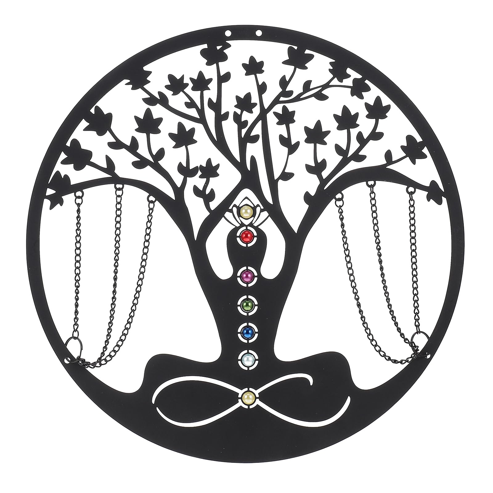 FOMIYES Yoga Meditation Pendant 13.4 Inch Metal Wall Decor for Indoor Outdoor Zen Room Garden Living Room Bedroom Hanging Art