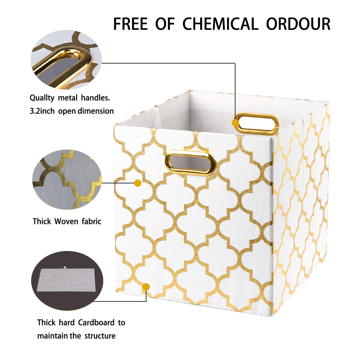 BAIST Cube Storage Bins,Fancy Foldable Canvas Decorative Gold Storage