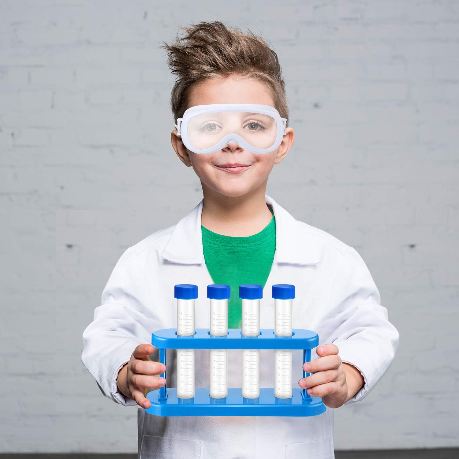 11 Pieces Lab Coat Lab Goggles Full Scientist Costume for Kids, Lab