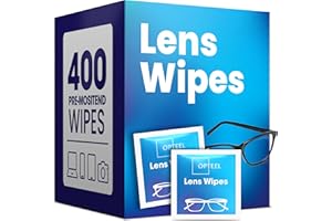 OPTEEL Lens Wipes for Eyeglasses - Pre-moistened Eyeglass Lens Cleaning Wipes - 400 Lens Wipes Individually Wrapped Sracth-Free Streak-Free Eye Glasses Wipes Lens Cleaner for Sunglass & Camera Lens