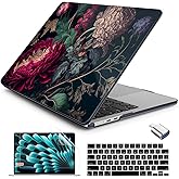 Batianda Case for New MacBook Air 13.6 inch 2025 M4 2024 2022 Release Model A3240 A3113 M3 A2681 M2, Designed Protective Hardshell Keyboard Cover and USB-C OTG Adapter, Vintage Flower