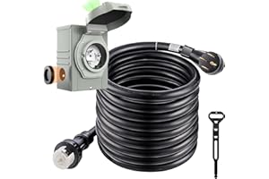 ZBPRESS 25FT 50 Amp Generator Cord with Power Inlet Box,Heavy Duty STW 6/3 + 8/1 Power Cord N14-50P & SS2-50R & CS6364 Twist Lock Connector