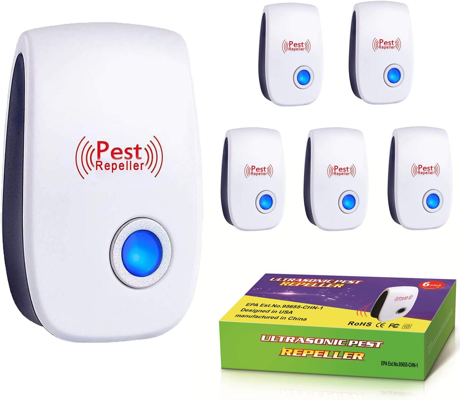 Bocianelli Ultrasonic Pest Repeller 6 Pack, Electronic Pest Repellent Plug in Indoor Pest Control for Home : Garden & Outdoor