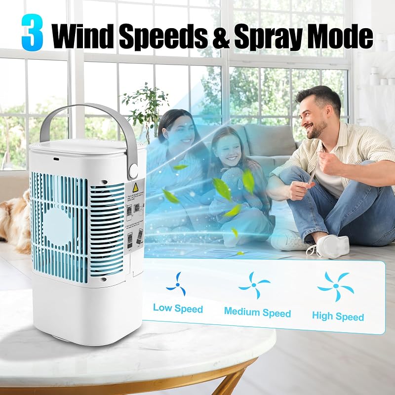 Ventilatore mobile con serbatoio dell'acqua da 900 ml, timer 2/4 ore — foto 3 di 8