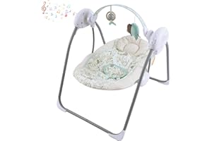 Otrolepota Baby Swing for Infant,Newborn Swing with Music,5 Speed Levels,Timing Setting,Soft Cushion,Foldable Infant Swing for Indoor Outdoor Use 0-9 Months