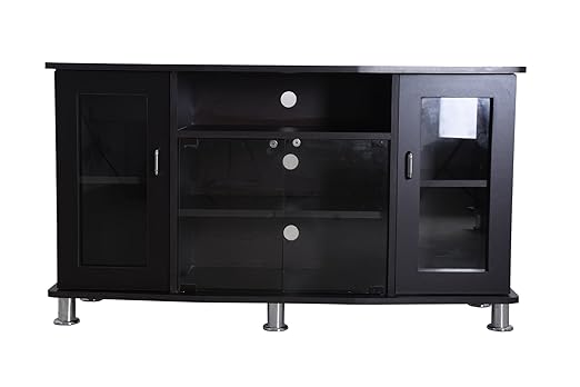 Generic Hudson Mark Wooden LED TV Cabinet Stand /Media Unit Modern Entertainment Center/Glass Door Multi Storage Console Table