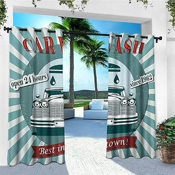 Amazon Com Leinuoyi Retro Outdoor Curtain Pair Vintage Graphic