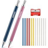 Avenuebool Sewing Chalk Markers for Fabric, Aluminum,Colorful,2 Pack | Marking Tool for Sewing with Sharpener and 12 Pcs 4mm Refills, Chalk Pencil Refillable Cartridge Set