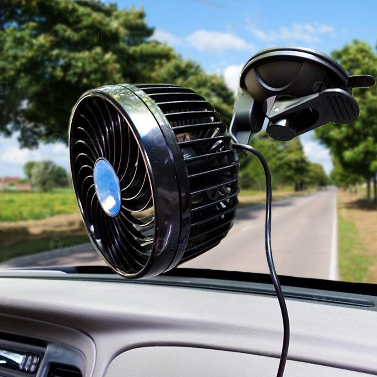 Zone Tech 4.5" 12V Stepless Car Cooling Air Window Fan Suction Cup