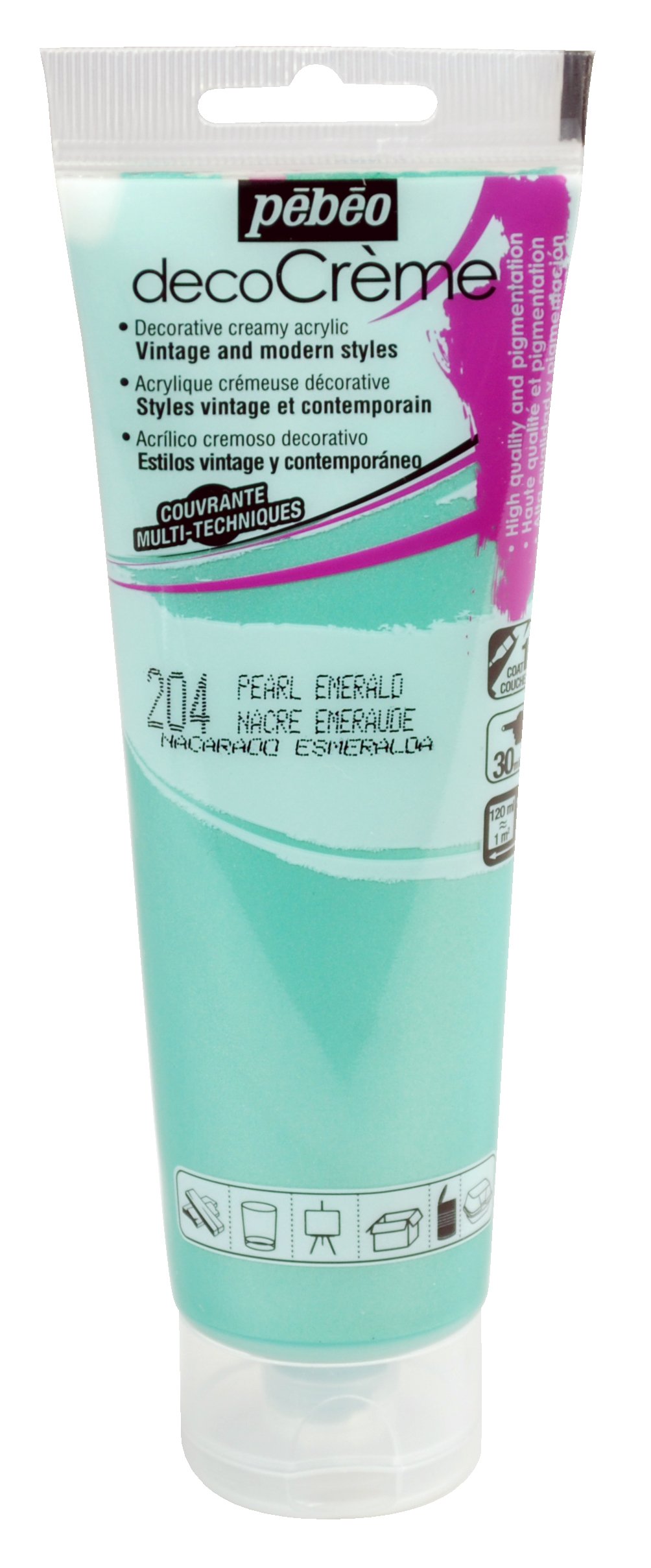PEBEO 89204 120ml DecoCreme, Acrylic, Pearl Emerald, 14 x 4.5 x 6.5 cm
