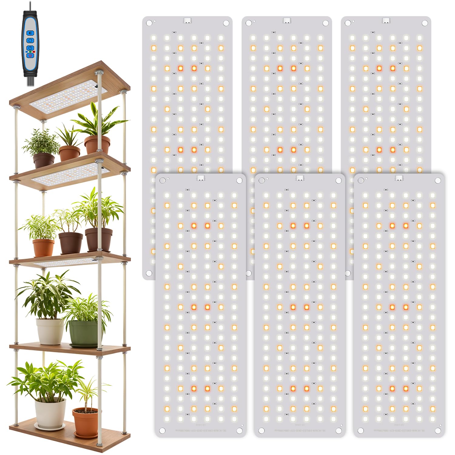 Photo 1 of Garpsen Grow Lights for Indoor Plants, 882 LEDs Full Spectrum Plant Light with 5 Dimmable Levels & 3 Color Modes, Grow Lamp with Auto Timer 6/12/16H for Under Cabinet Plant & Plant Stand(6Panels)