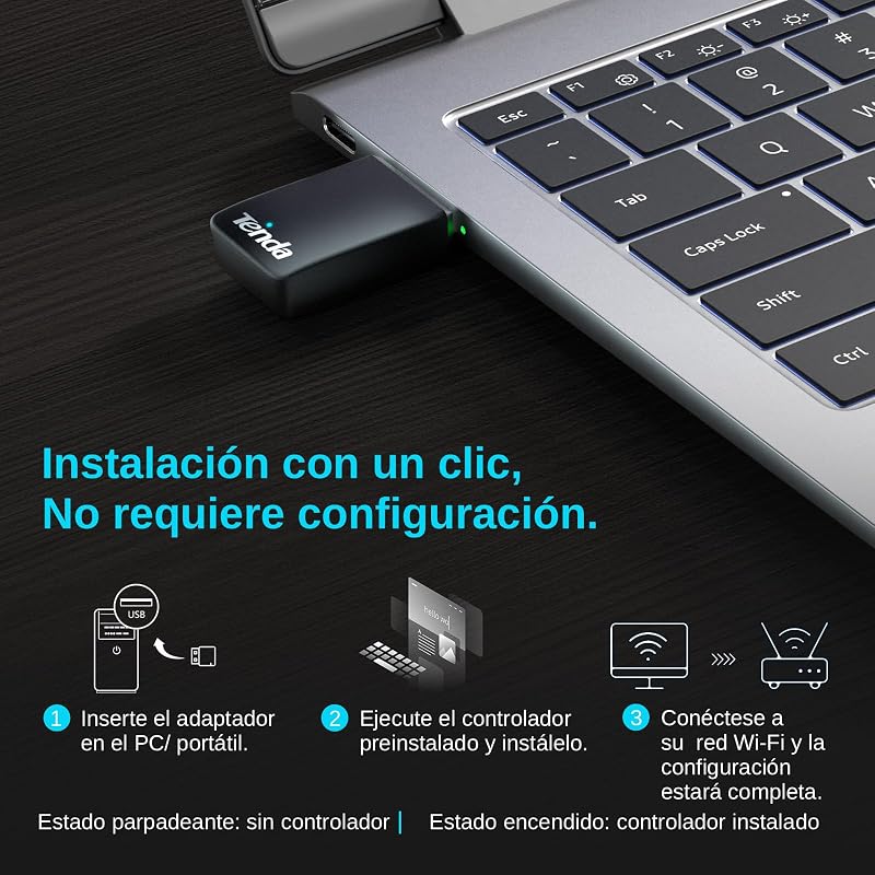 Tenda AX900 Wi-FI 6 Dongle Wi-FI - Adaptador USB Wireless Dual Band para PC / Desktop / Laptop - Tamanho Mini - Plug & Play - USB2.0 - Modo Suave Ap - Compatível com Windows 7/10/11/Linux