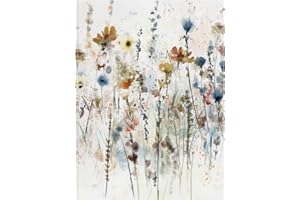 Fine Art Canvas Wildflower Watercolor Portrait I Canvas Wall Art by Studio Arts Perfect for Living Room, Bedroom, Office -Ready to Hang - 32x43 Inches