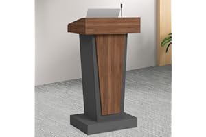 Tredre Wooden Podium Stand with Wheels, Mobile Wood Lectern with Large Storage, Elegant Pulpit for Churches, Classrooms & Conferences, Scratch-Resistant Finish, Heavy Base (with 4”Elevated Footrest)
