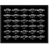 Stock Car Racing Evolution Poster intended for NASCAR Racing Fans - Race Car Generations Print Wall Art : Landscape Black, 11x14" Satin Paper (Unframed) - Gift for Car Enthusiast