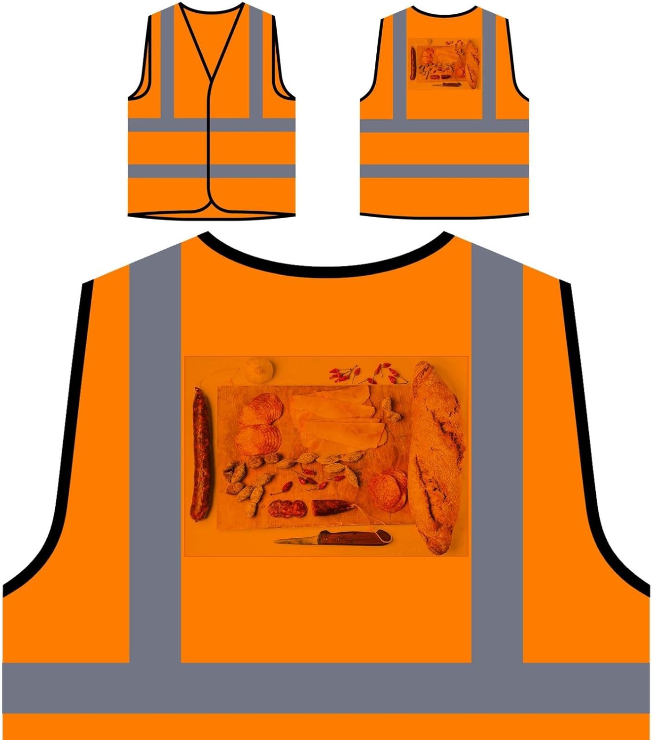 Fleisch-Fest Salami Italien New World Chef Personalisierte High Visibility Orange Sicherheitsjacke Weste b959vo