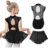 Gogokids Girls Ballet Leotards, Toddler Hollow Back Dance Dress with Removable Skirt Combo