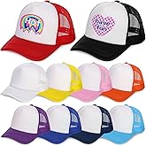 WRINGKIT 10 Pack Blank Trucker Hat, Summer Mesh Baseball Cap, Polyester Sublimation Hats with Adjustable Snapback Strap, Plain Trucker Hats for Women and Men, DIY Your Custom Hats Black