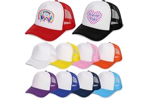WRINGKIT 10 Pack Blank Trucker Hat, Summer Mesh Baseball Cap, Polyester Sublimation Hats with Adjustable Snapback Strap, Plai
