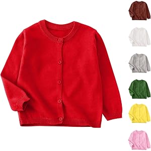 Girls Cardigan Sweater Button Down Long Sleeve Soft Knit Cardigans School Uniform Fall Kids Clothes Basic Layering