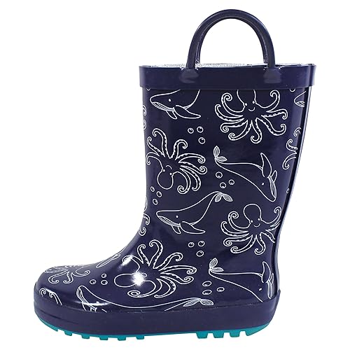 Hudson Baby Kids Rain Boot, Sea Octopus, 7 US Unisex Toddler