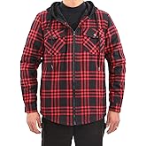 Lisskolo Men's Sherpa Flannel Jacket with Hood Plaid Zip Up Fleece Lined Hooded Shirt Jackets for Men