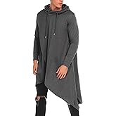 COOFANDY Men's Hooded Poncho Cape Cloak Casual Asymmetric Hem Hoodie Sweatshirts