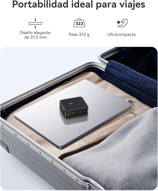 Carregador USB C 120W, Estação de Carregamento Rápido com 6 Portas, para iPhone Séries 17/16/15, MacBook Air, Galaxy, iPad e Mehr