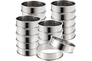 ZOENHOU 20 Pcs 4 Inch English Muffin Ring, Crumpet Rings Stainless Steel 304 Foog Grade, Non Stick Double Rolled Tart Rings f