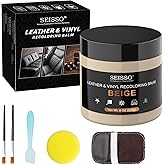 SEISSO Dark Beige Leather Repair Kit for Furniture, Vinyl Repair Kit Leather Dye Leather Repair Kit Car Interior Leather Recoloring Balm for Scratches, Fading Shoes, Car Seat, Sofa