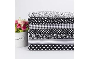 ANTETEK 7Pcs 20" x 20" Cotton Fabric DIY Making Supplies Quilting Patchwork Fabric Fat Quarter Bundles DIY for Quilting Patchwork Cushions Cotton Fabric for Patchwork (20" x 20", Black)