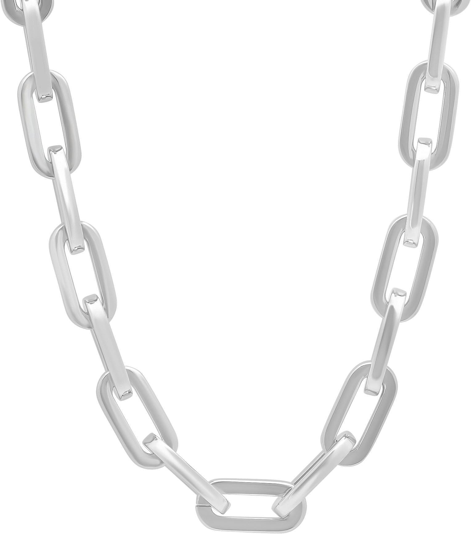 Men’s Stainless Steel Silver-Tone Oval Link Chain Necklace, 24”