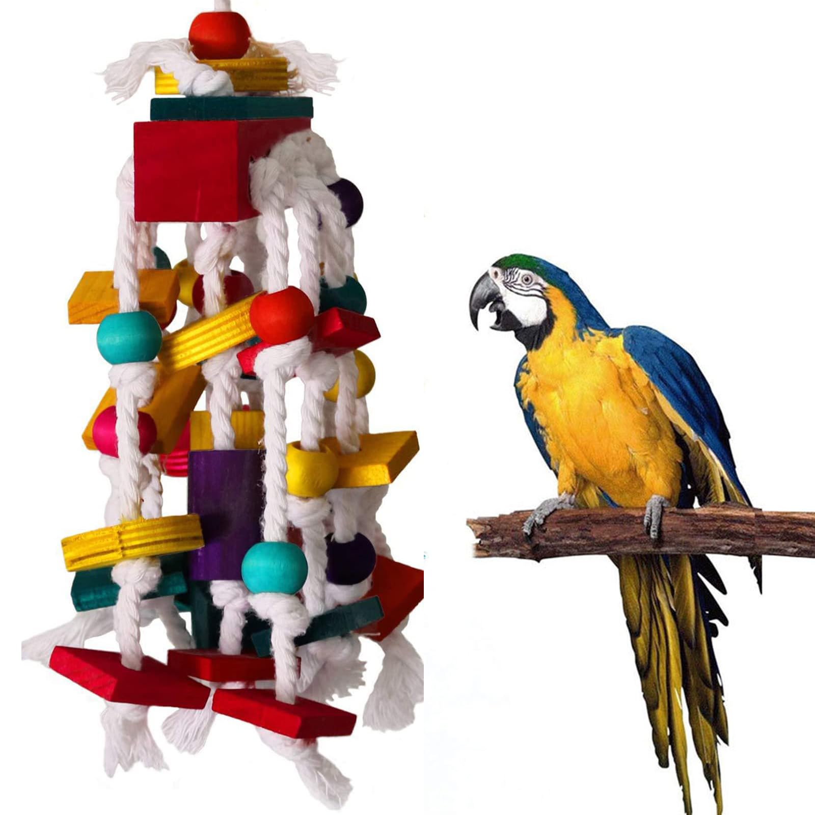 Bird Block Toys for Parrots - Wooden Cage Bite Toys