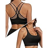 ZenWear Y Back Sports Bra with Mesh Layer and Dual Support Straps Push Up Yoga Gym Athletic Workout Bras