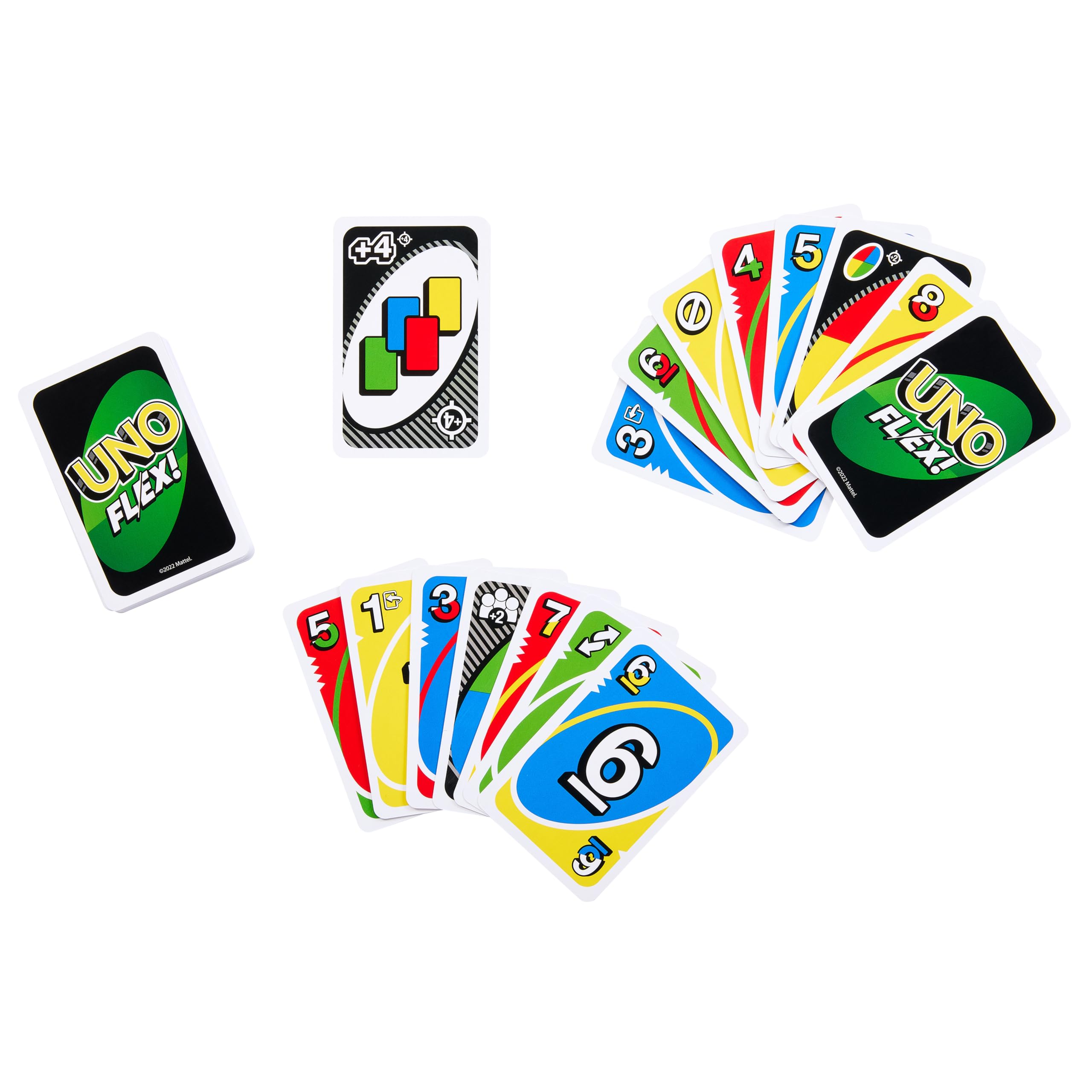 Mattel Games UNO Flex, UNO Kartenspiel für die Familie, mehr Abwechslung durch Powerkarten, Perfekt als Kinderspiel, Reisespiel oder Spiel für Erwachsene, für 2-10 Spieler, ab 7 Jahren, HMY99 6