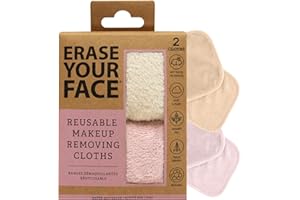 ERASE YOUR FACE Eco-Friendly Makeup Remover Cloths - Reusable Microfiber Face Towels to Cleanse & Remove Makeup - Water Activ