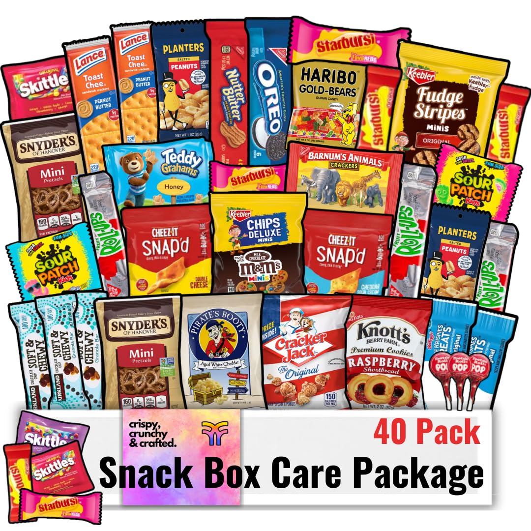 Photo 1 of Fountain City Fulfillment Snack Box Care Package - Easter Variety Snack Boxes for Adults, Teens & Kids - Gummy Bears, Peanuts, Cookies, Cookie Sandwiches - Snack Pack Food Gift for College, Camp, Road