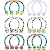 SCERRING 6 Pairs 16G 10mm Stainless Steel Nose Horseshoe Hoop Rings Eyebrow Lip Ear Tragus Cartilage Daith Septum Retainer Body Piercing Jewelry Clear CZ