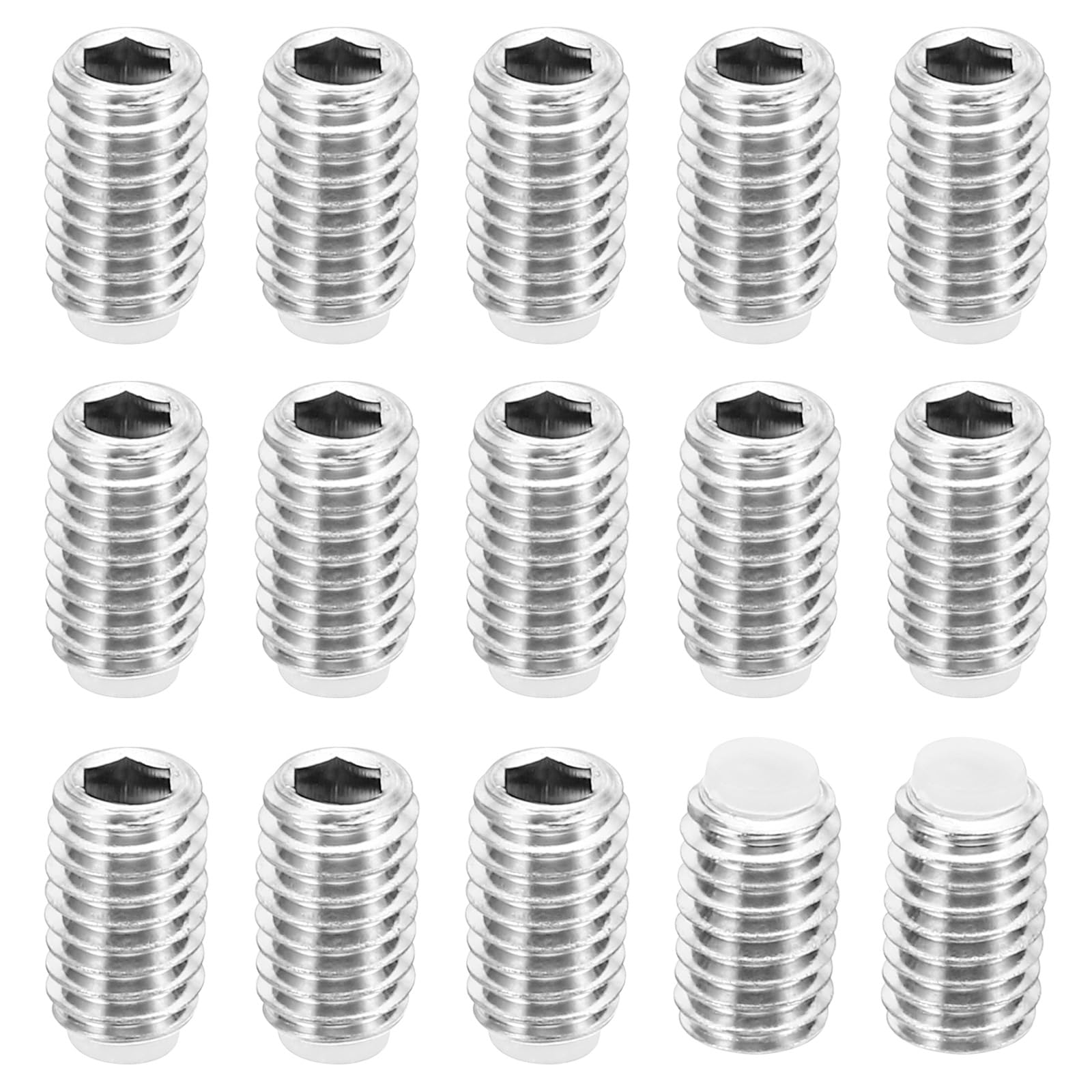 PATIKIL M6x10mm Nylon Tip Grub Screw, 15 Pack Metric Hex Socket Head Cup Point Anti Slip Set Screws Internal Hex Drive Hardware, 304 Stainless Steel