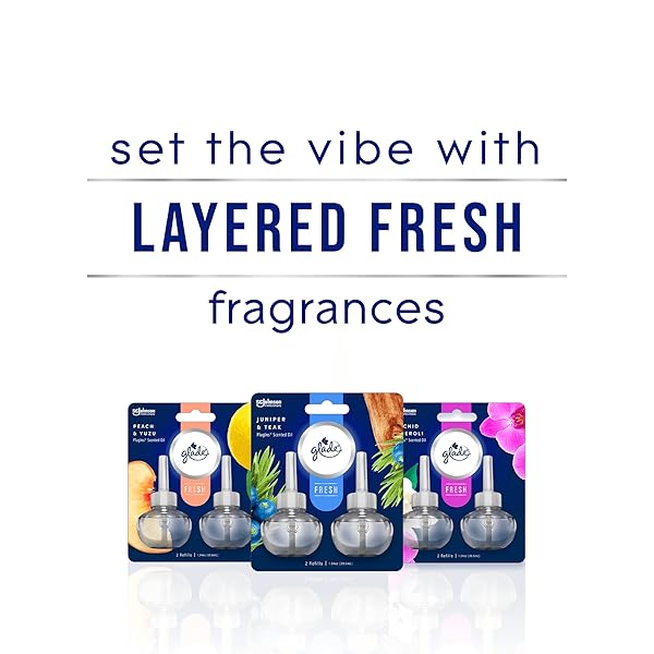 GLADE PLUGINS REFILLS AIR FRESHENER, SCENTED AND ESSENTIAL OILS FOR HOME AND BATHROOM, ORCHID & NEROLI, FRESH COLLECTION 1.34 FL OZ, 2 COUNT