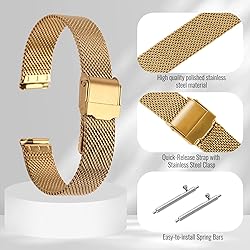 Winfox Stainless Steel Mesh Watch Band for Men