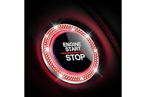 Car Bling Crystal Rhinestone Engine Start Ring Decals, 2 Pack Car Push Start Button Cover/Sticker, Key Ignition Knob Bling Ri
