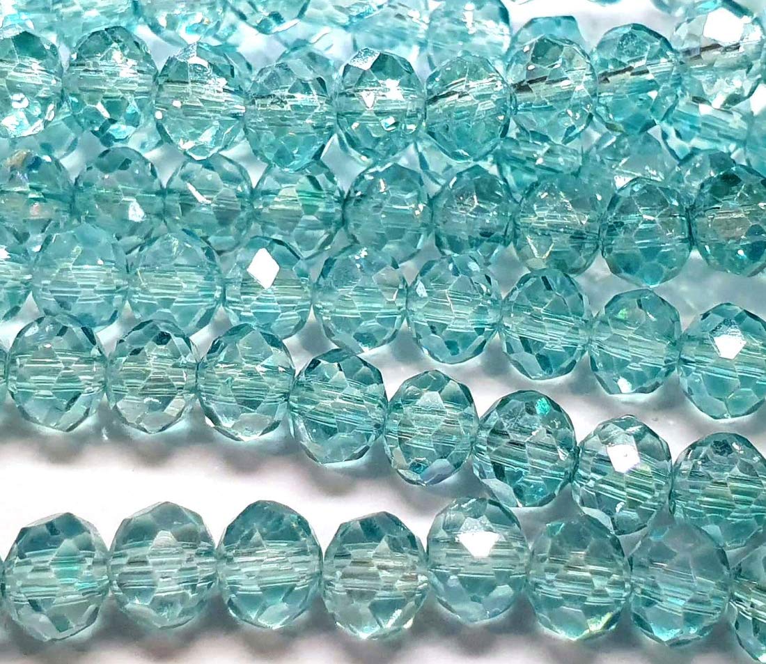 Czech Crystal Glass Beads, CZ Bohemian Faceted Rondelle Glass Beads, 4/6/8/10 mm (Aqua Blue, 4x3 mm)