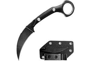 LFHC 7.5 Inch Sharp Small Fixed Blade Knife with Kydex Sheath - Stonewashed D2 Steel Blade and G10 Handle