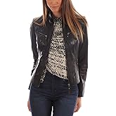 Captain Cory Womens Genuine Gaezy Black Lambskin Leather Jacket, Biker Jacket