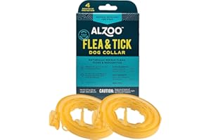ALZOO Flea & Tick Dog Collar, Helps Repel Fleas, Ticks & Mosquitoes, 100% Plant-Based Active Ingredients, Phthalates and PVC Free, Up to 4 Months Protection, for Small Dogs: 15 lbs & Under, Pack of 2